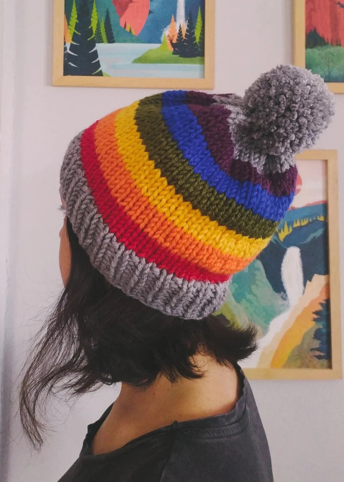 Crochet Rainbow Beanie, Knit Pride Hat, Crochet Pride Winter Beanie, Boho Knit Hat, Colorful Crochet Hat, Gift For Her, Gift For Him