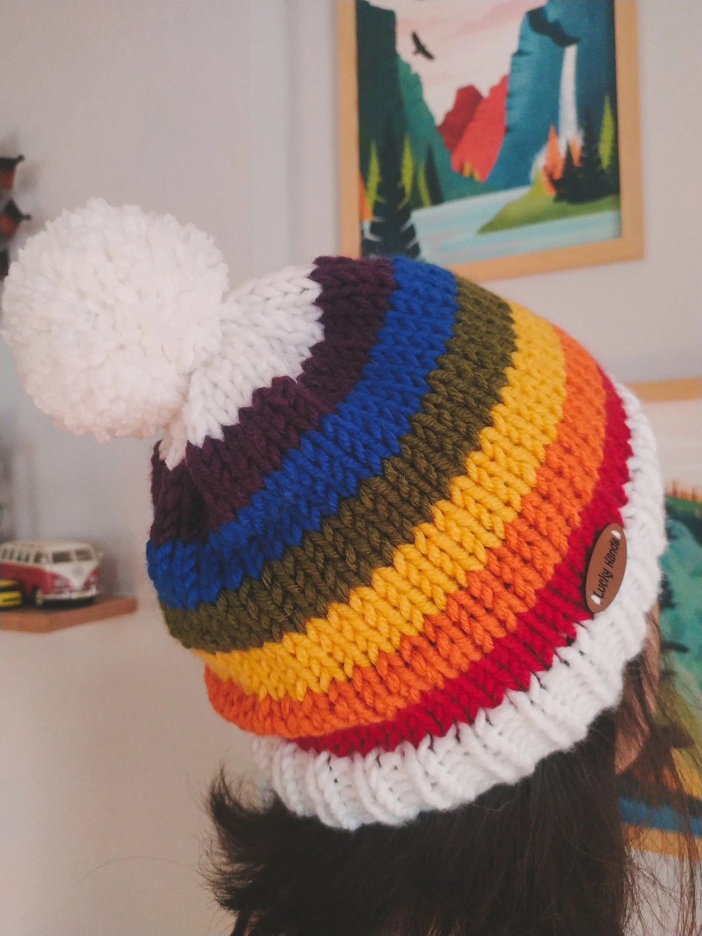 Knit Rainbow Hat. Crochet Pride Beanie, Crochet Rainbow Winter Beanie, Boho Knit Hat, Colorful Crochet Hat, Gift For Her, Gift For Him