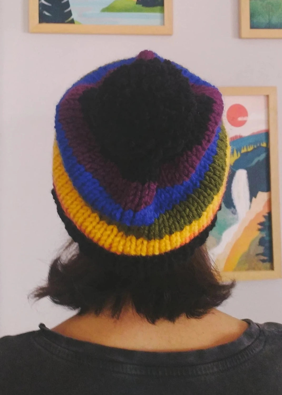 Crochet Pride Beanie, Knit Rainbow Hat, Crochet Rainbow Winter Beanie, Boho Knit Hat, Colorful Crochet Hat, Black Knit Beanie, Festival Hat