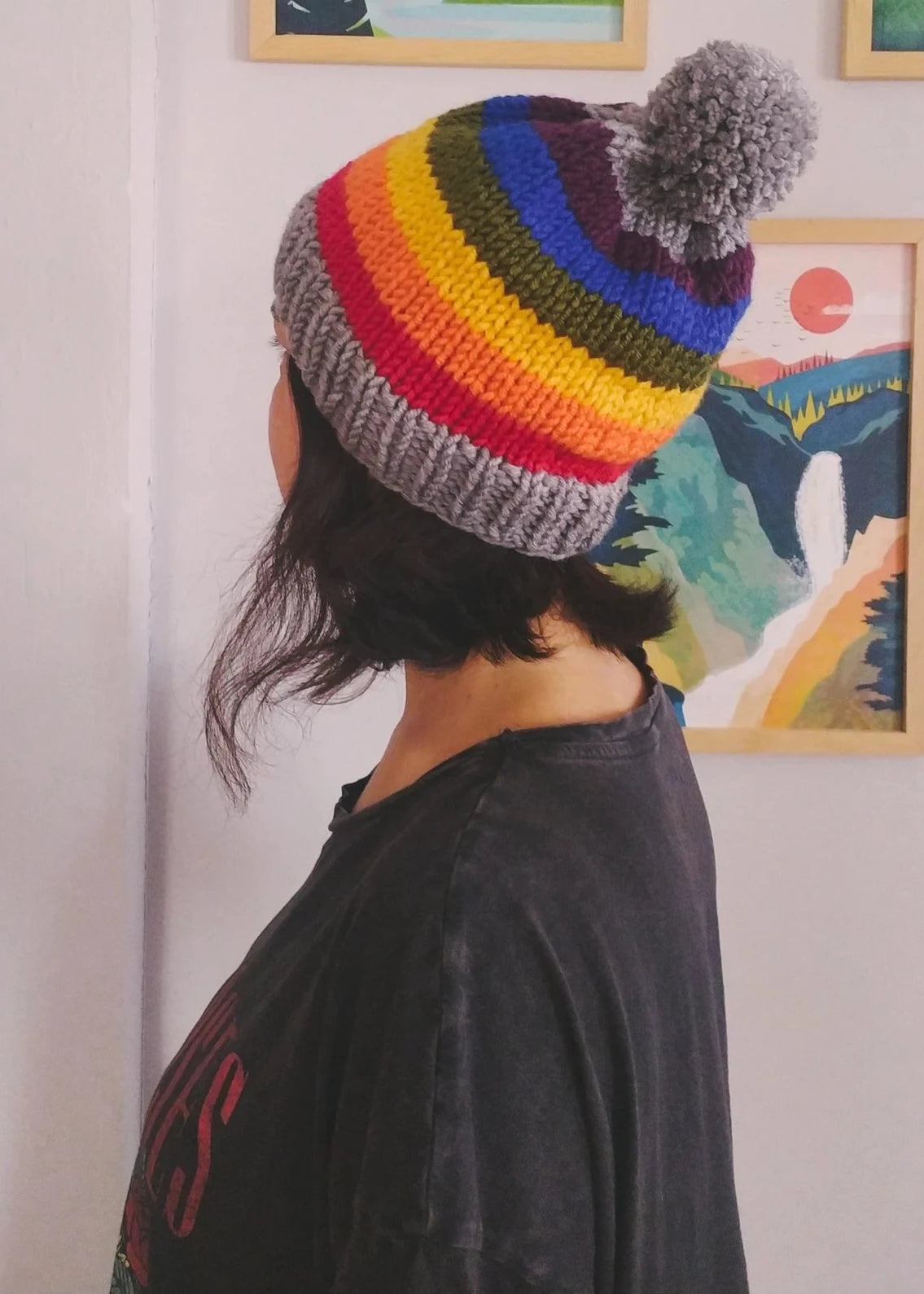 Crochet Rainbow Beanie, Knit Pride Hat, Crochet Pride Winter Beanie, Boho Knit Hat, Colorful Crochet Hat, Gift For Her, Gift For Him