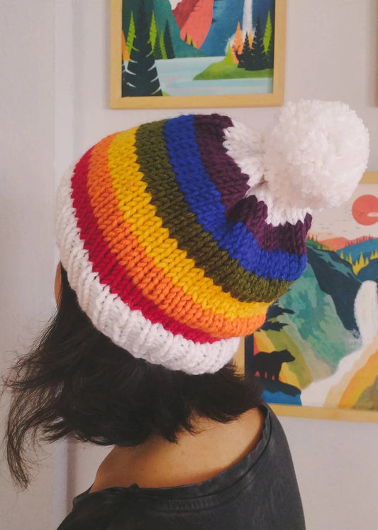 Knit Rainbow Hat. Crochet Pride Beanie, Crochet Rainbow Winter Beanie, Boho Knit Hat, Colorful Crochet Hat, Gift For Her, Gift For Him