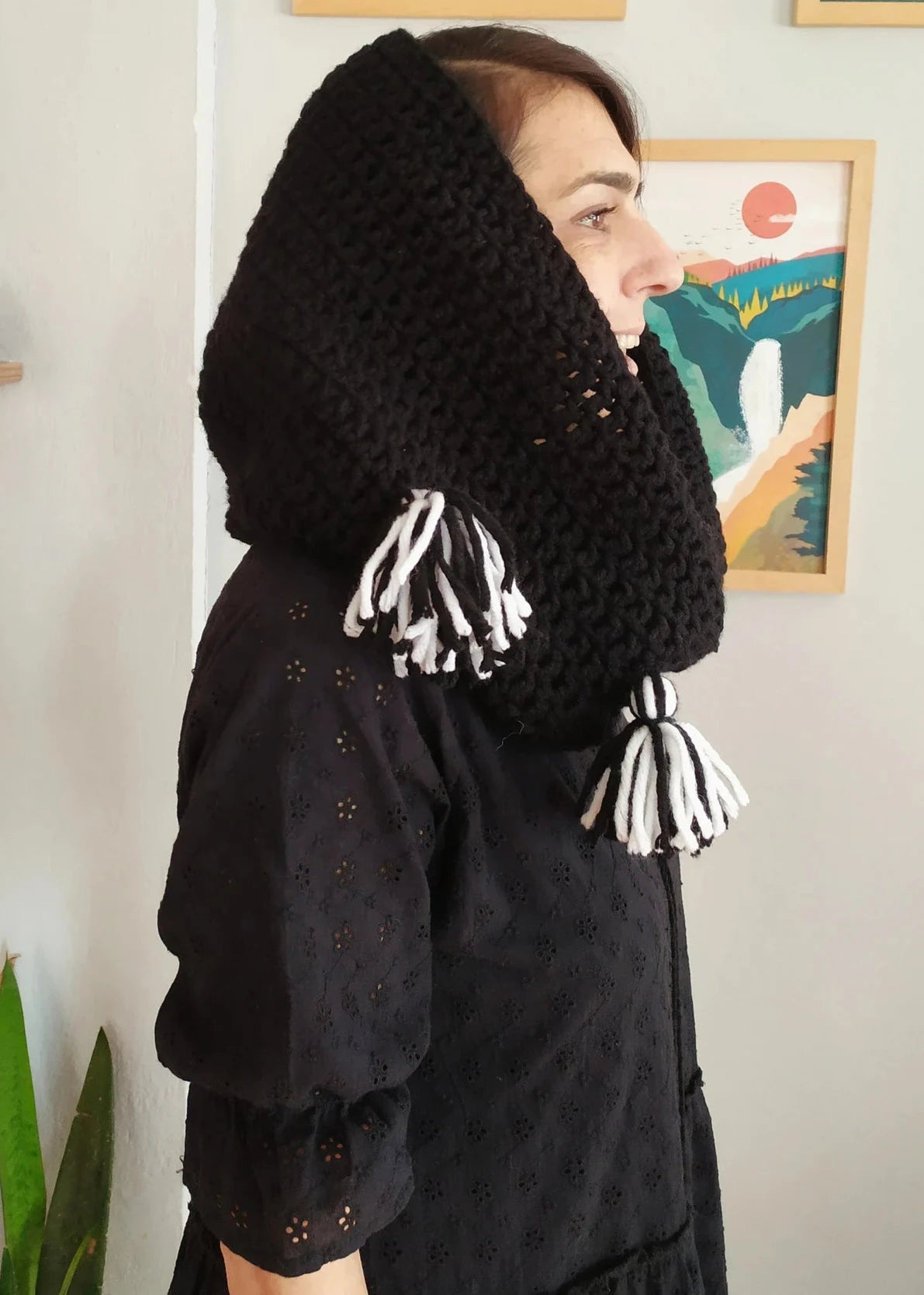 Crochet Wednesday Addams Inspired Snood, Enids Scarf, Crochet Halloween Wednesday Addams Clothes, Knit Winter Crochet Halloween Costume