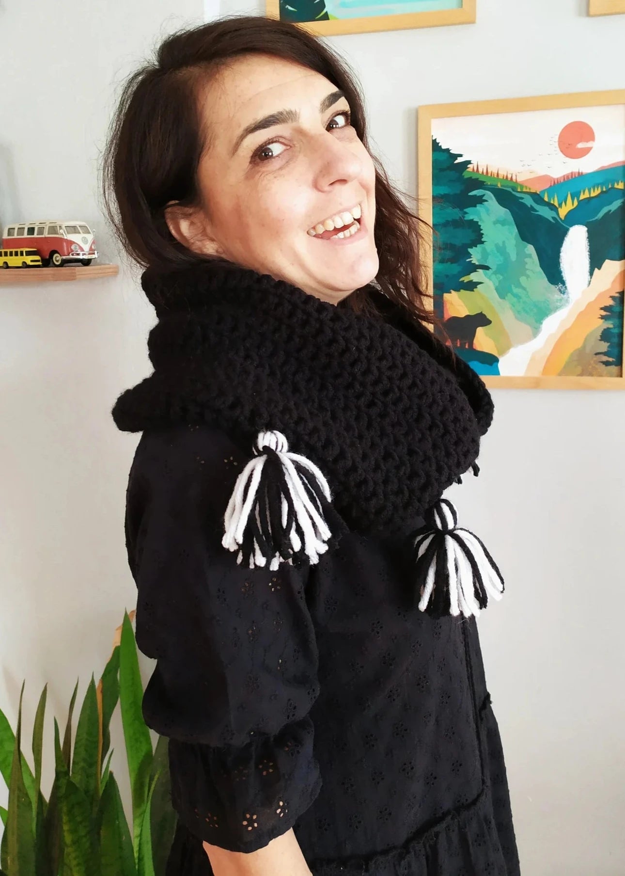 Crochet Wednesday Addams Inspired Snood, Enids Scarf, Crochet Halloween Wednesday Addams Clothes, Knit Winter Crochet Halloween Costume