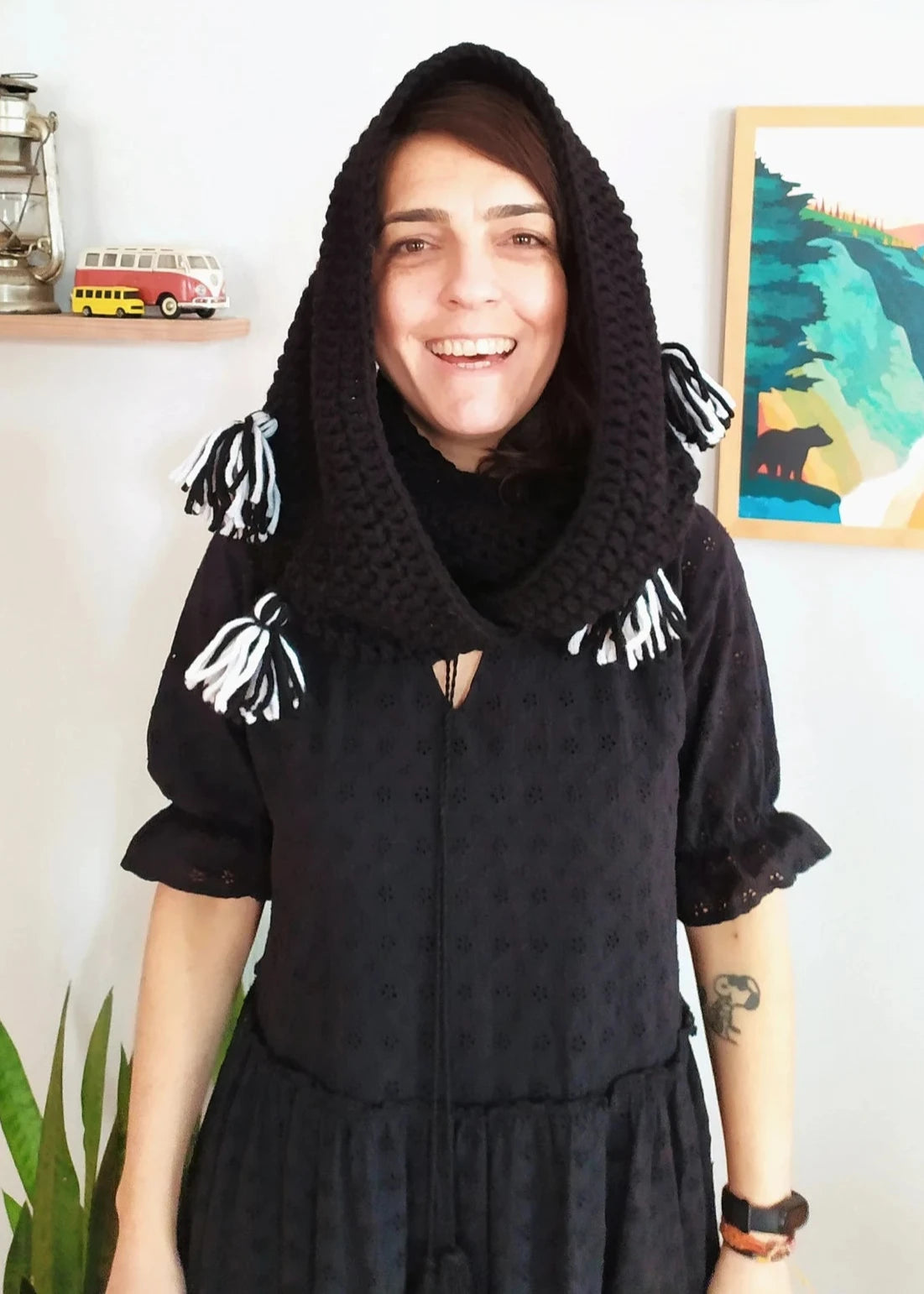 Crochet Wednesday Addams Inspired Snood, Enids Scarf, Crochet Halloween Wednesday Addams Clothes, Knit Winter Crochet Halloween Costume