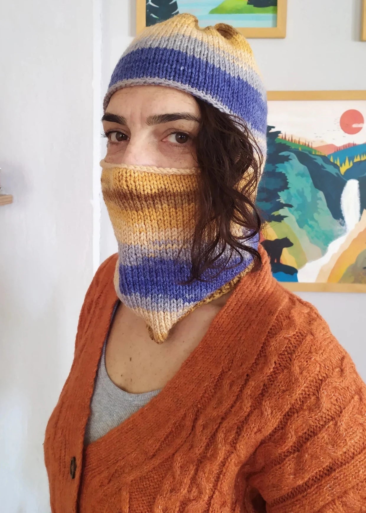 Vegan Colorful Handmade Balaclava, Crochet Winter Hat, Warm Winter Clothing, Gift for her him, Handknit Balaclava, Handmade Winter Ski Mask