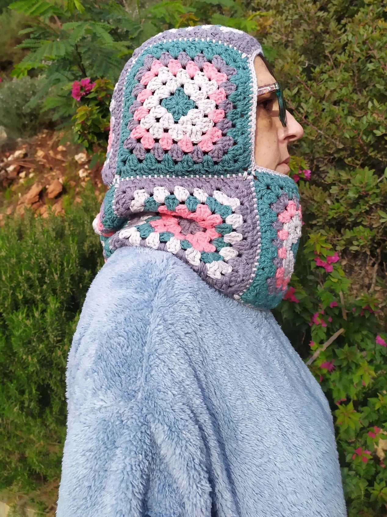 Colorful Granny Square Balaclava, Vegan Colorful Warm Winter Hat, Winter Clothing, Handknit Balaclava, Handmade Crochet Ski Mask