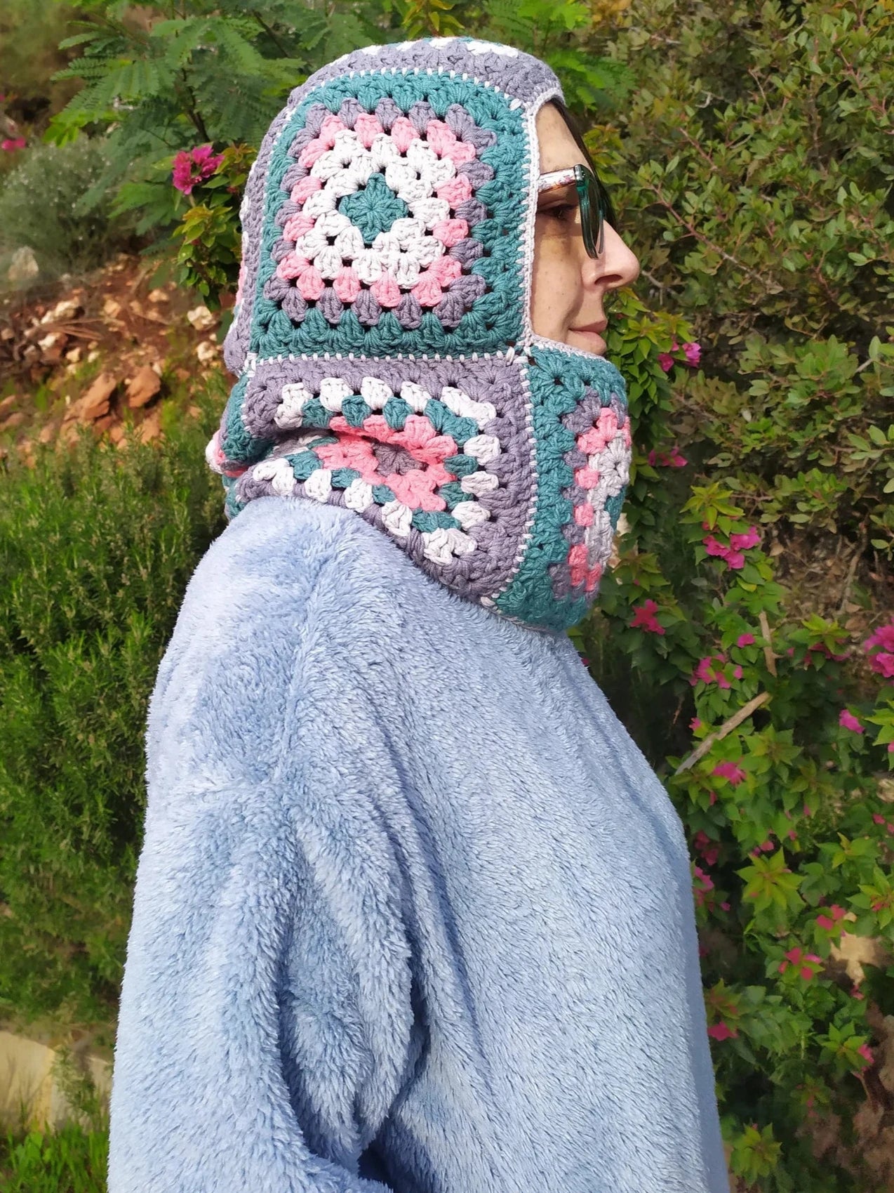 Colorful Granny Square Balaclava, Vegan Colorful Warm Winter Hat, Winter Clothing, Handknit Balaclava, Handmade Crochet Ski Mask